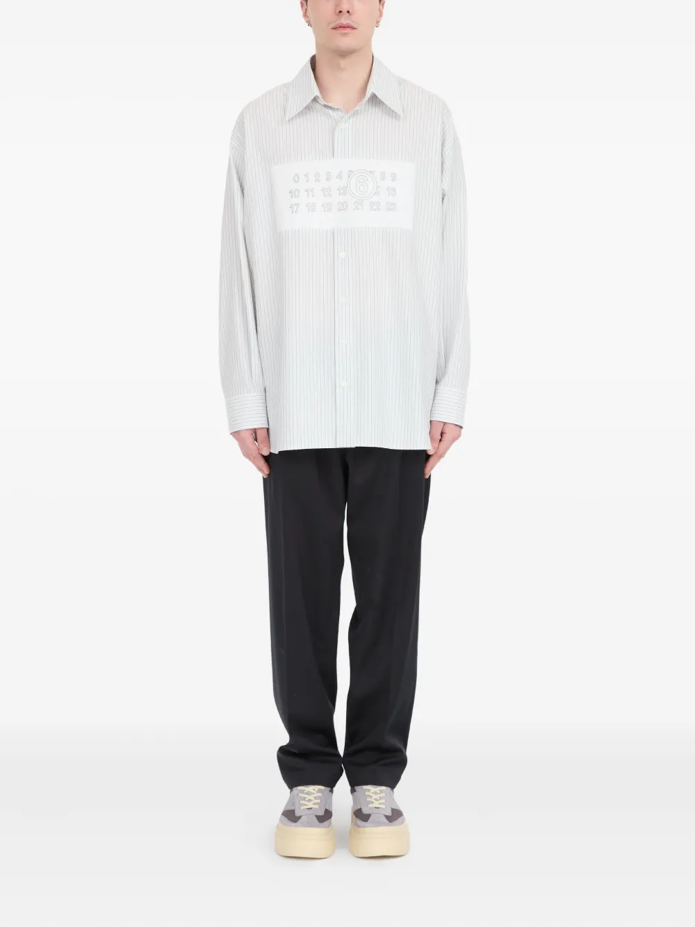 MM6 Maison Margiela striped button-up shirt - Wit