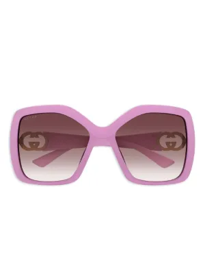 Gucci Eyewear Interlocking G rectangle-frame Sunglasses | Pink