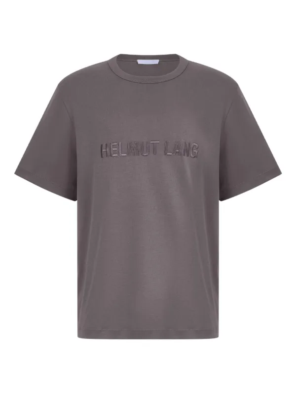 Helmut Lang embroidered-logo T-shirt | Brown | FARFETCH