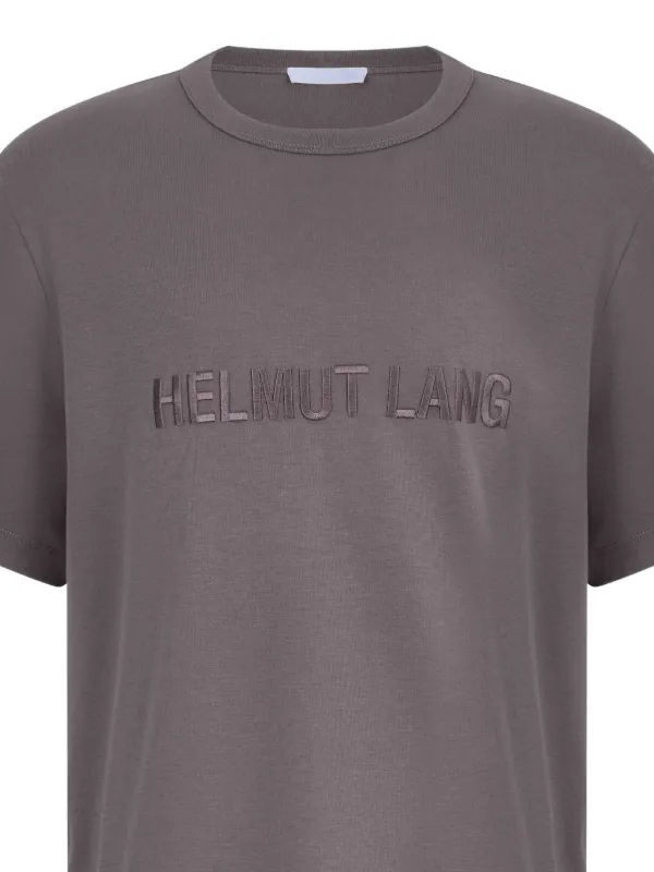 Helmut Lang embroidered-logo T-shirt | Brown | FARFETCH