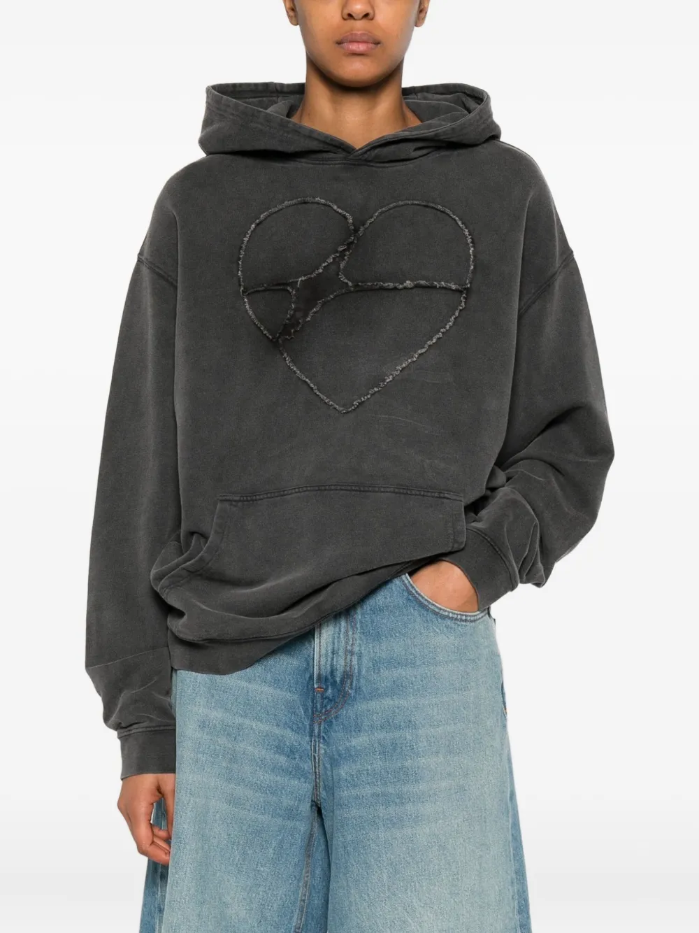 CARNE BOLLENTE Heartbreaker hoodie met franje Grijs