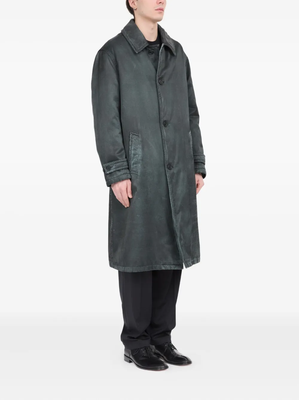 MM6 Maison Margiela Button-up gewaxte jas Grijs
