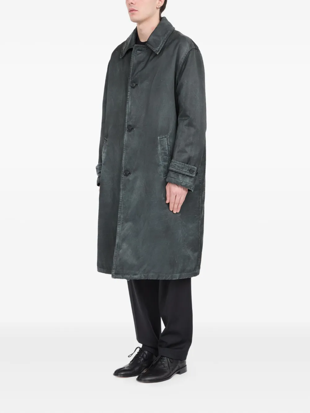 MM6 Maison Margiela Button-up gewaxte jas Grijs