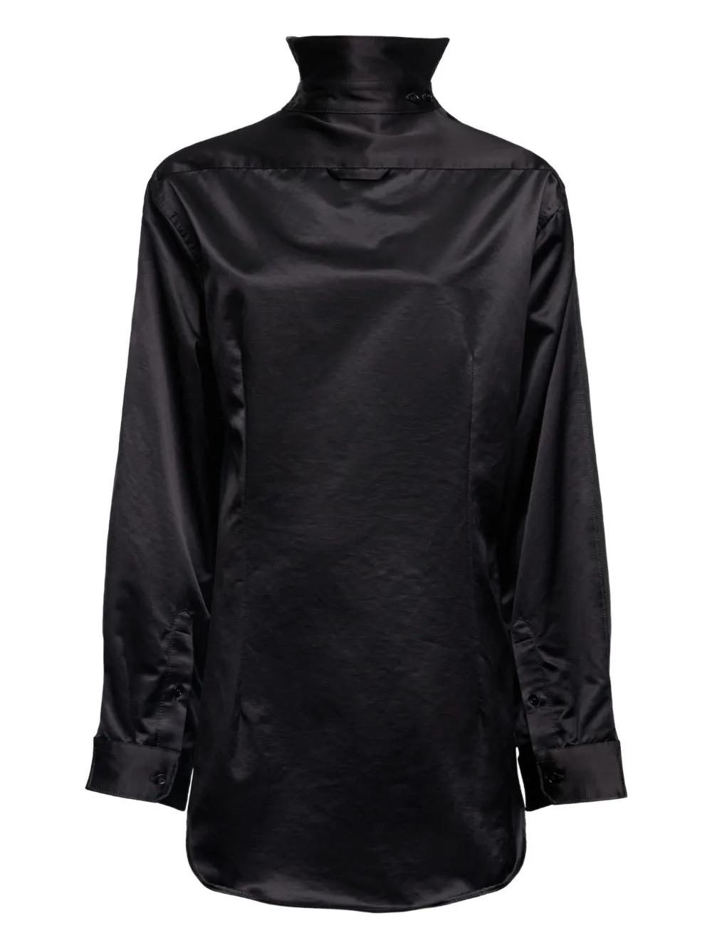 high-neck satin dress