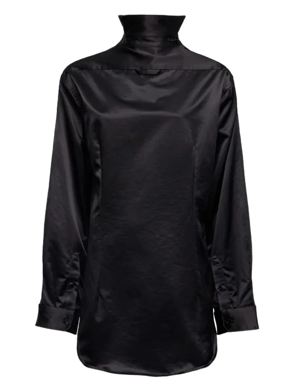 MM6 Maison Margiela high-neck Satin Dress | Black | FARFETCH AO