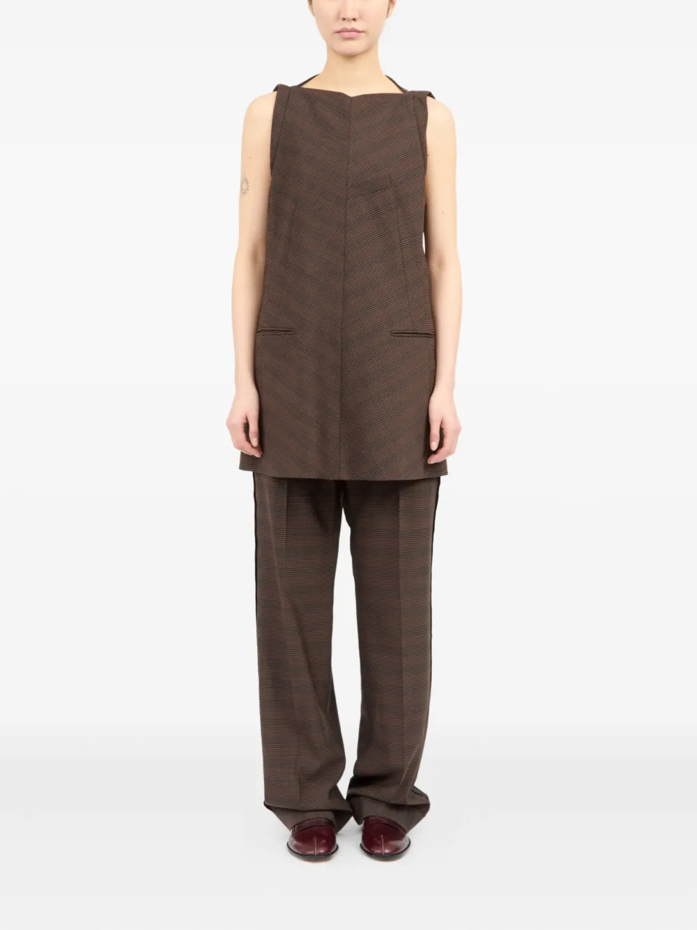 MM6 Maison Margiela striped mini dress - Bruin