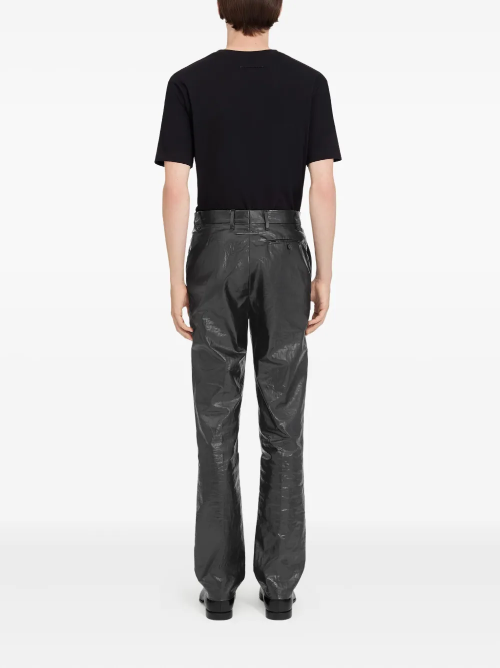 MM6 Maison Margiela Gekreukte linnen broek Zwart