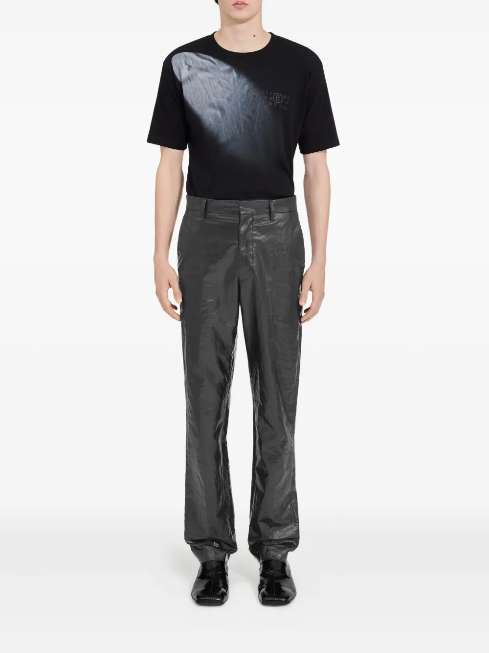 MM6 Maison Margiela Gekreukte linnen broek Zwart