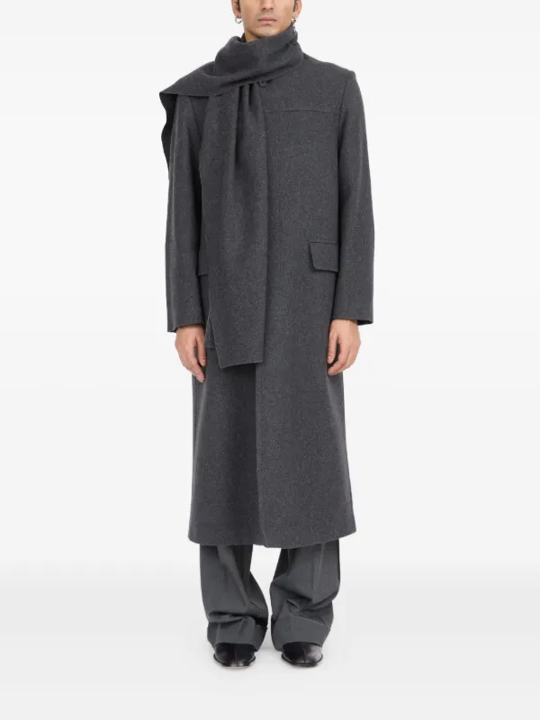 MM6 Maison Margiela scarf-detail Longline Coat | Grey