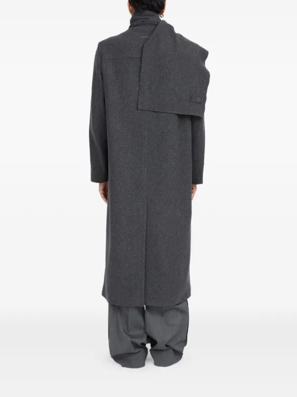 MM6 Maison Margiela スカーフディテール ロングコート | グレー