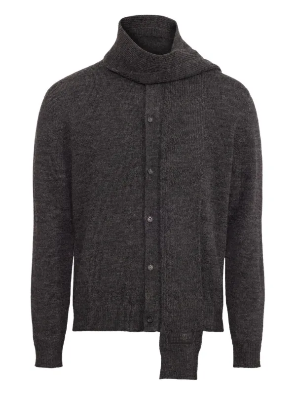 MM6 Maison Margiela Virgin Wool-blend Cardigan in Grey