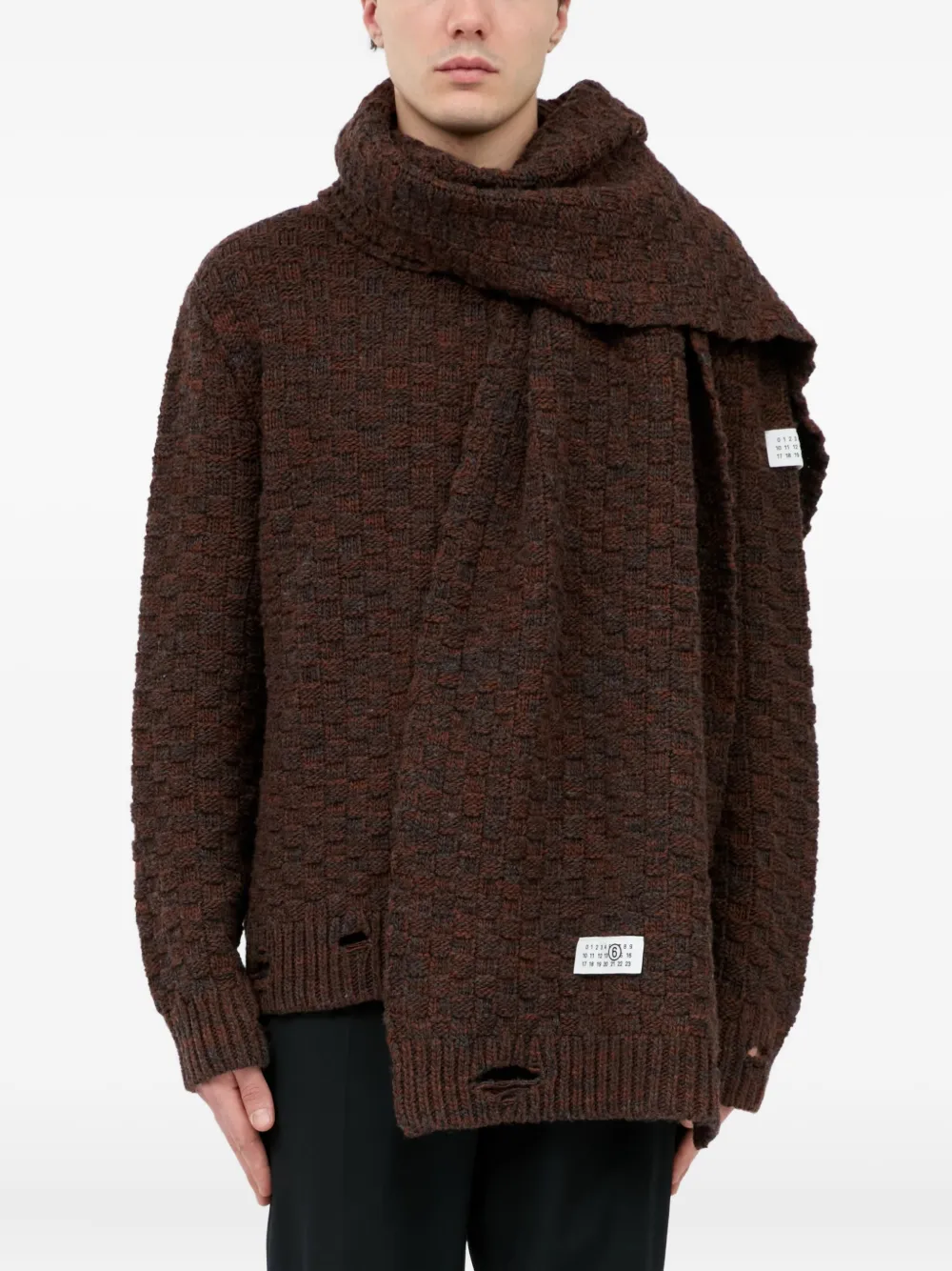 MM6 Maison Margiela Sjaal met logopatch Bruin