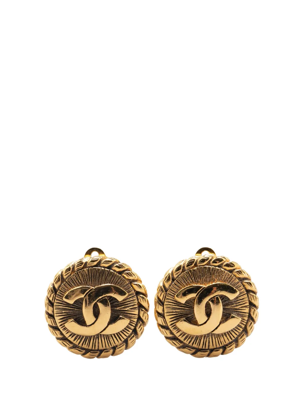 CHANEL Pre-Owned 1970-1980 ゴールドプレーテッド ココマーク ラウンド クリップオン コスチューム イヤリング - CHANEL Pre-Owned 1970-1980 ゴールドプレーテッド ココマーク ラウンド クリップオン コスチューム イヤリング -