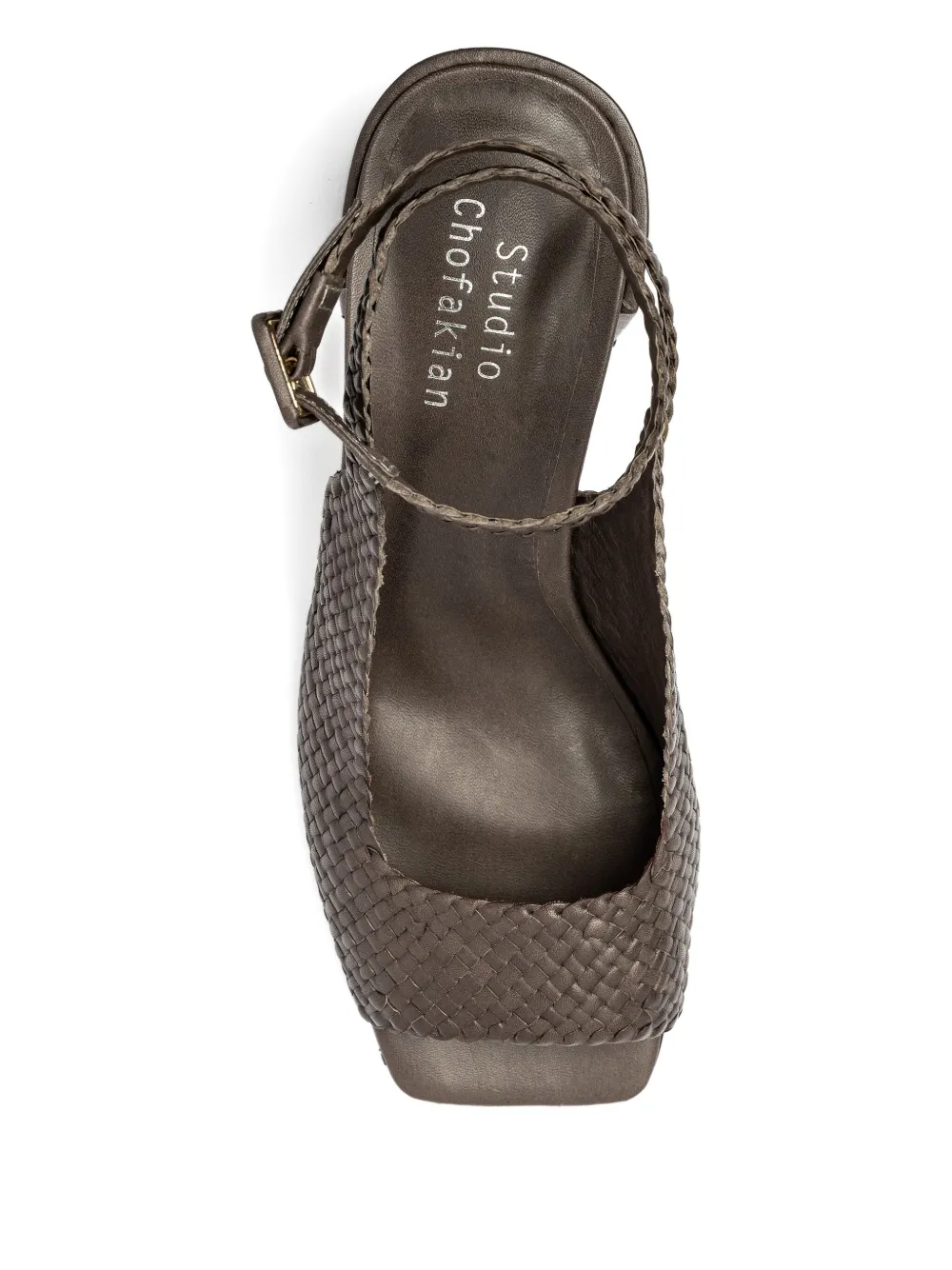 Studio Chofakian 45mm woven leather ankle-strap sandals Grijs