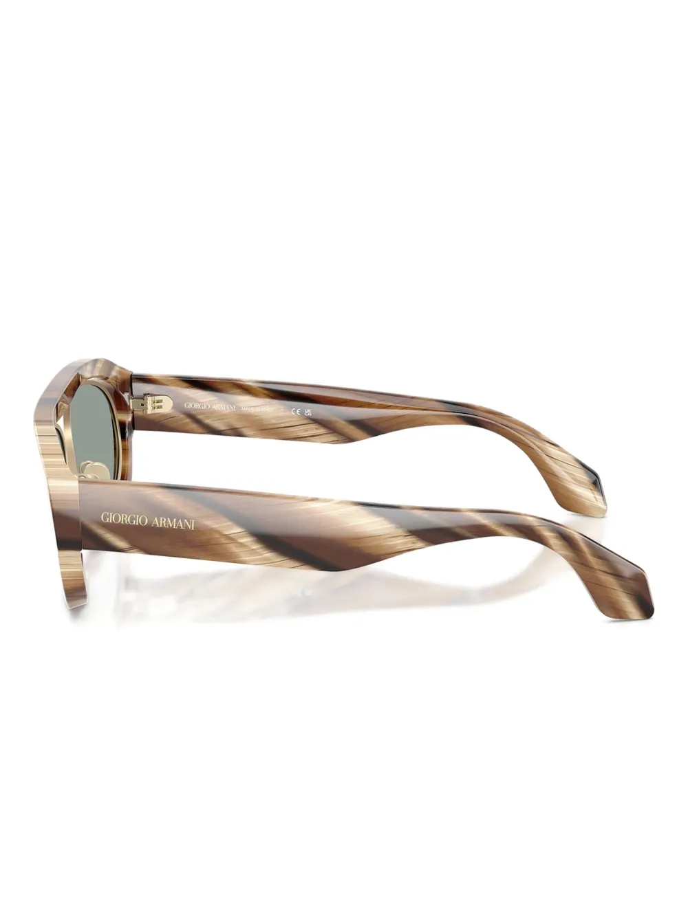 Giorgio Armani Zonnebril met geometrisch montuur en hoorn effect Bruin