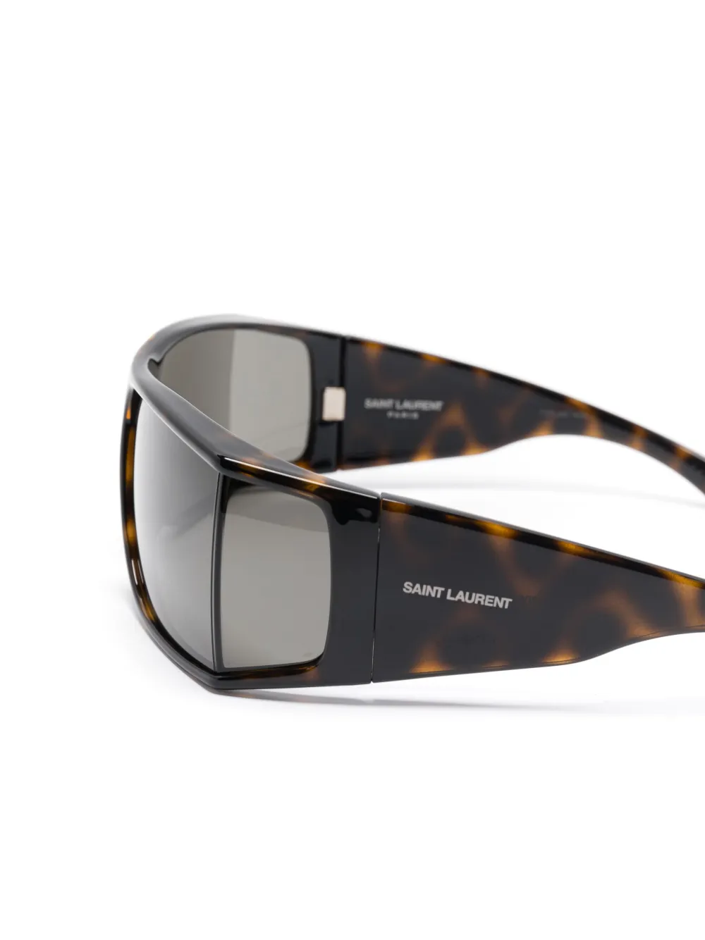 Saint Laurent Eyewear Zonnebril met logoprint Bruin