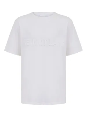 バックロゴHELMUT LANGロングTシャツM本人期ヘルムートラング Helmut Lang logo-embroidered Cotton T-shirt | White | FARFETCH