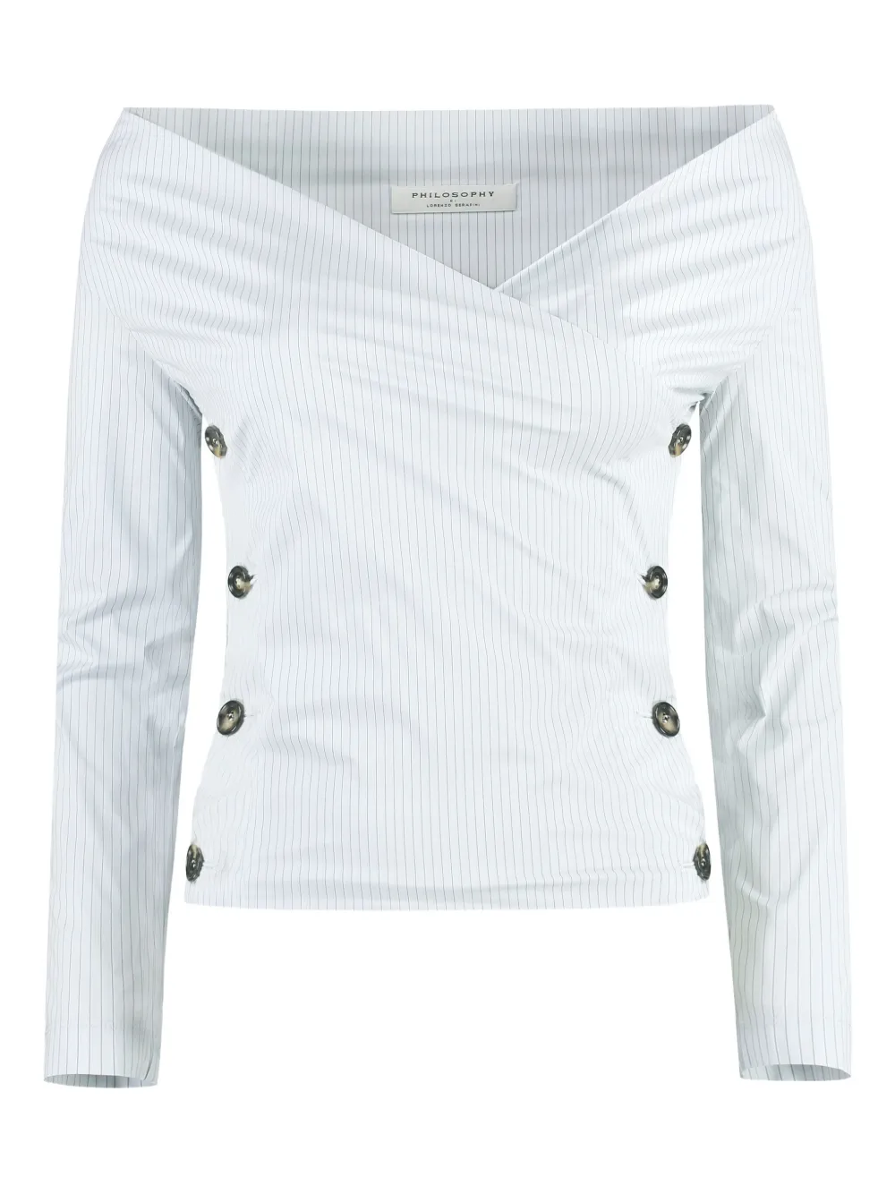 Philosophy Di Lorenzo Serafini pinstripe button-fastening blouse Wit
