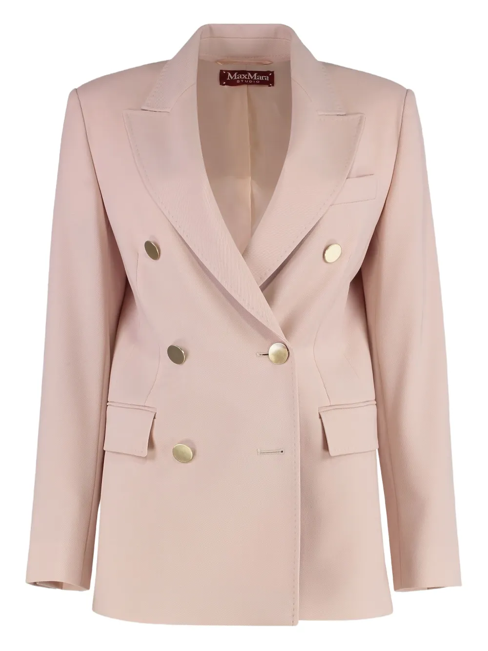Max Mara Edicola double-breasted flap-pocket blazer Roze