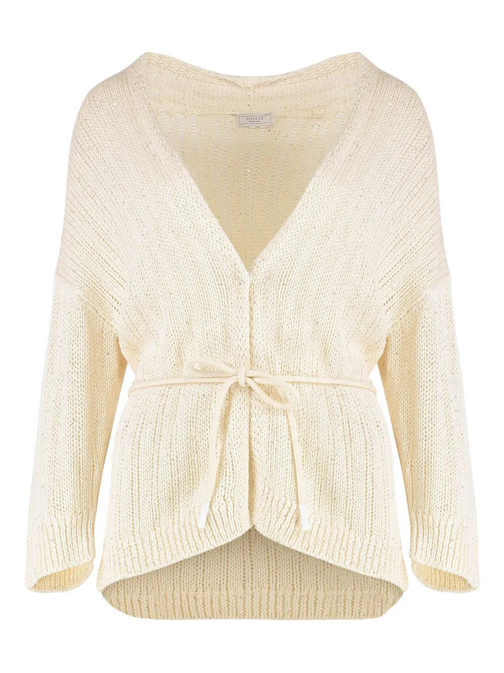 Peserico sequin-embellished belted cardigan Beige