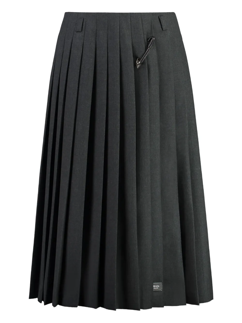Prada pleated brooch midi skirt Grijs