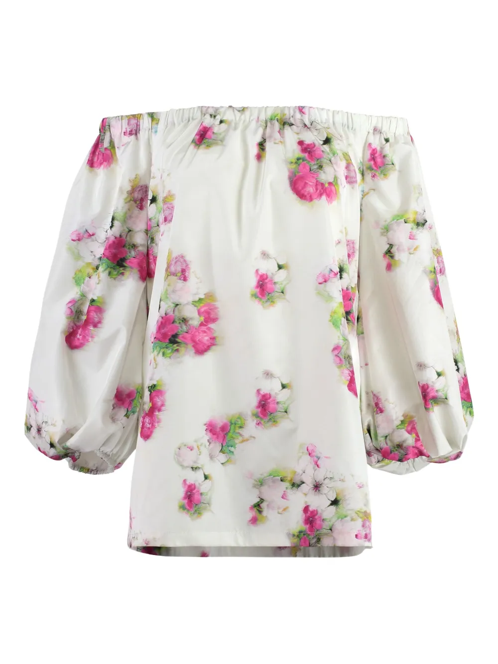 Max Mara floral-print balloon-sleeve blouse Wit