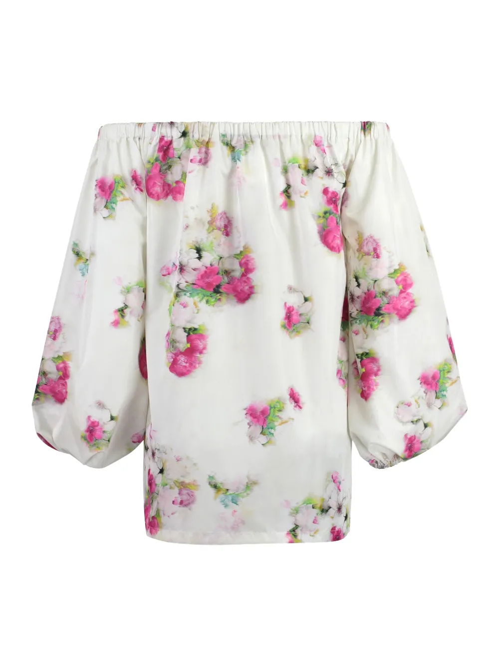 Max Mara floral-print balloon-sleeve blouse Wit