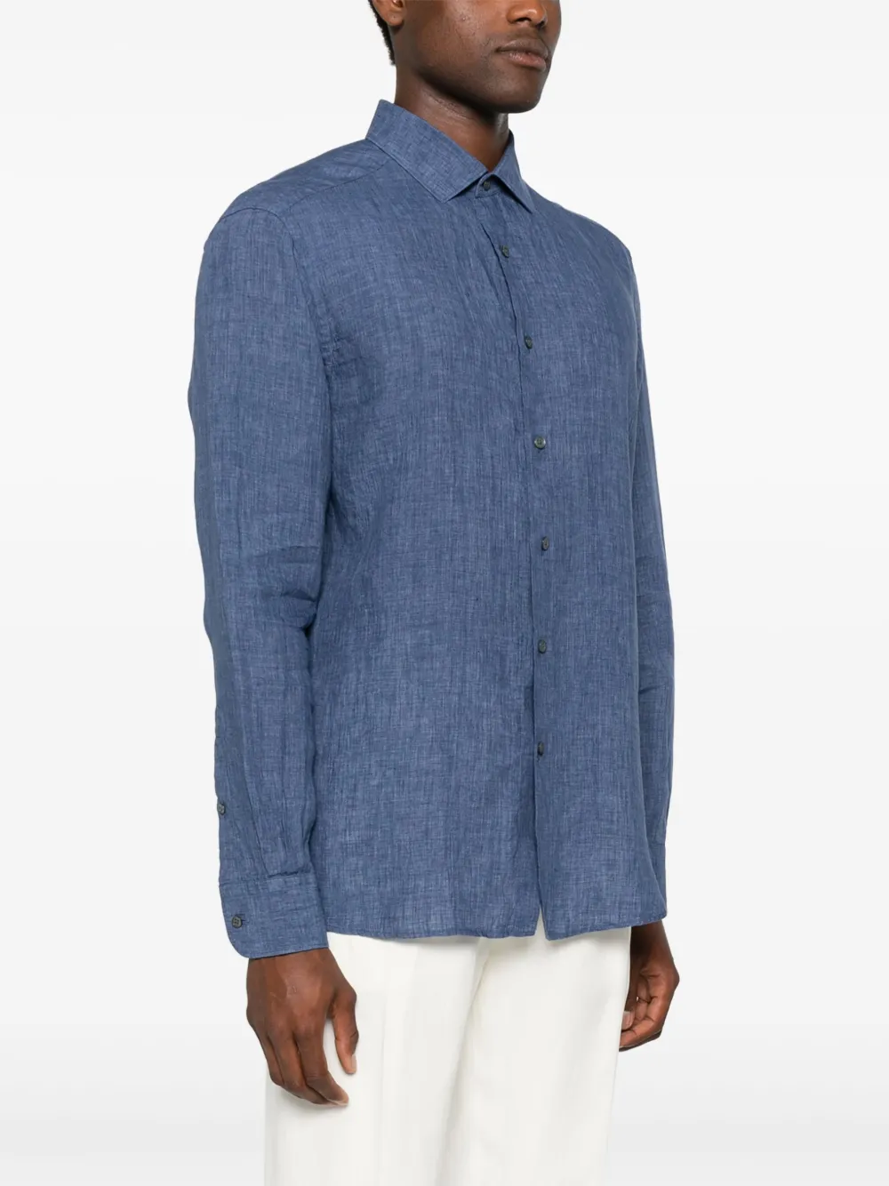 Zegna Linnen overhemd Blauw