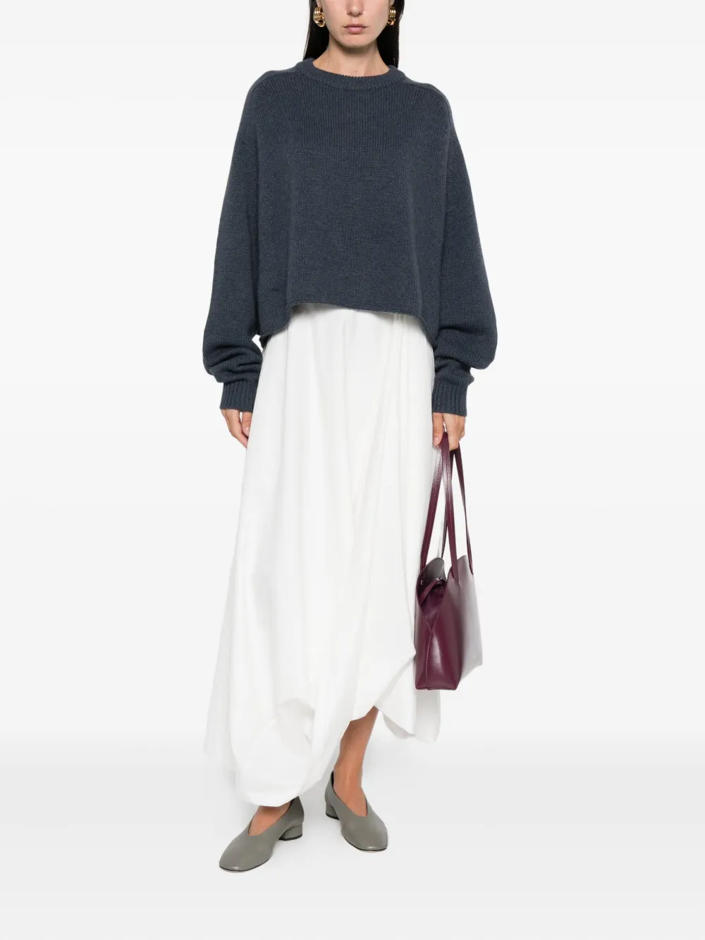 Lisa Yang Cropped trui met ronde hals Blauw