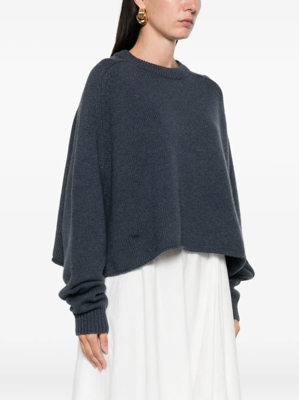 Lisa Yang Cropped trui met ronde hals Blauw