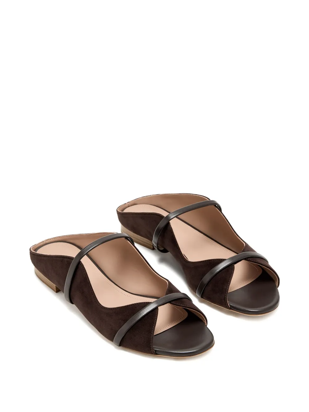 Malone Souliers Norah leather-trimmed suede mules Brown