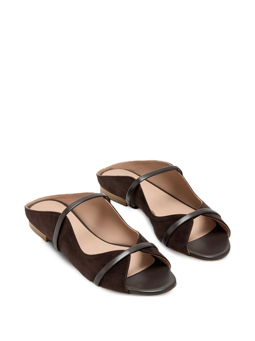 Malone Souliers Norah suède muiltjes met leren afwerking Bruin