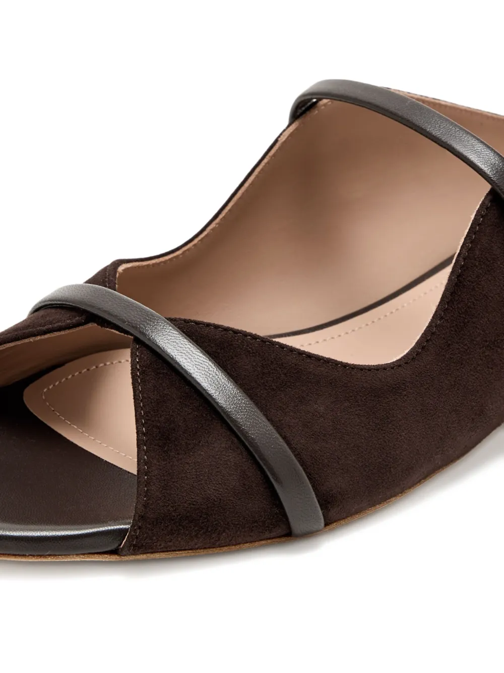 Malone Souliers Norah suède muiltjes met leren afwerking Bruin