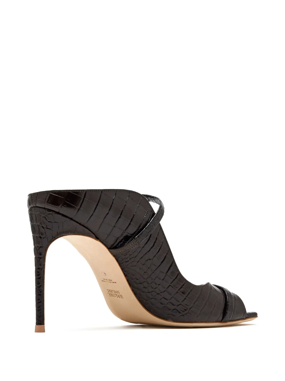 Malone Souliers crocodile-embossed heeled mules Brown