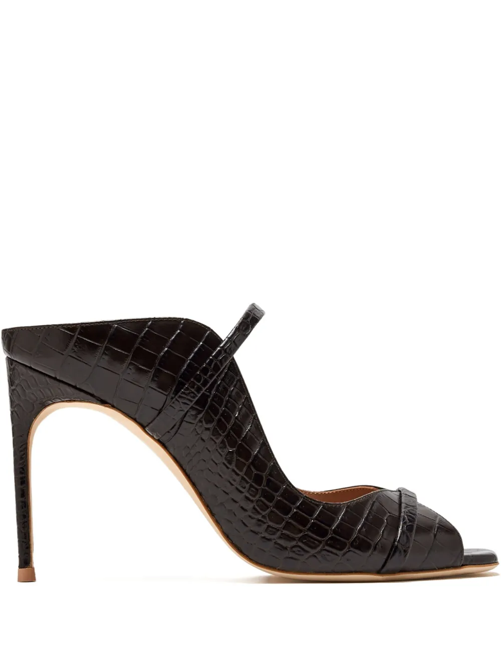 Malone Souliers crocodile-embossed heeled mules Brown