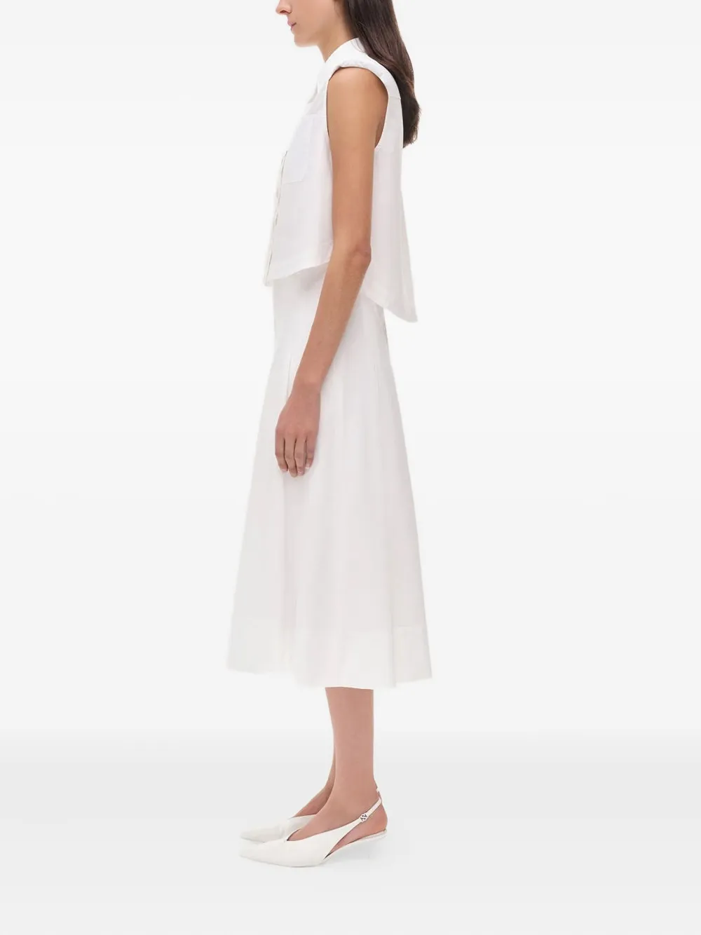 Simkhai Samantha Pleated Midi Skirt In White