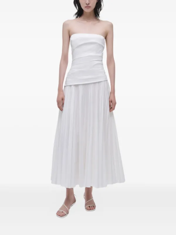 summer cotton long dresses French Connection Trini Eyelet Maxi Dress - White Print:Rachel 3/4th sleeves and ankle Made by Johnny Women's YGroup_angelique
