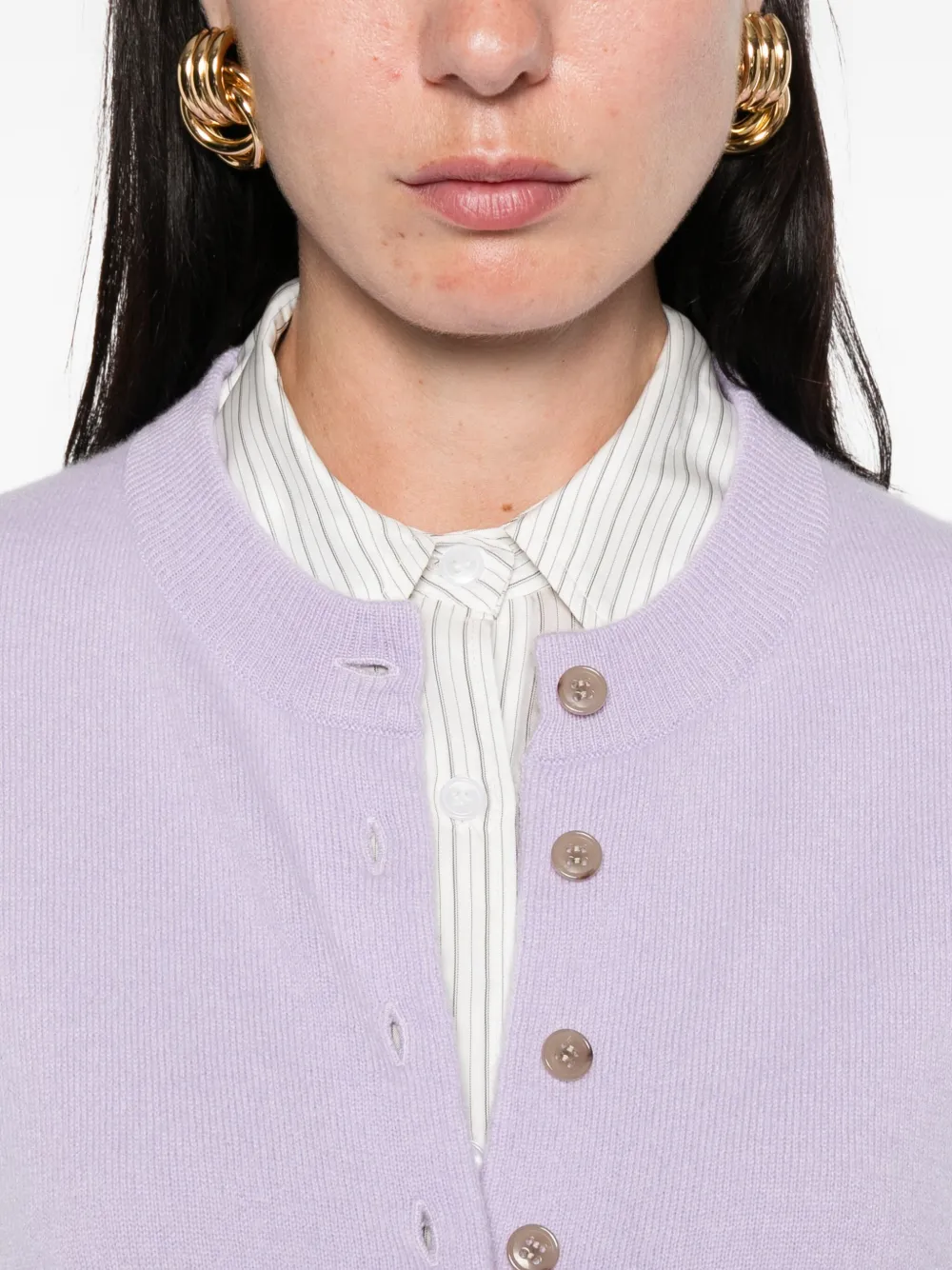 Lisa Yang Nellia kasjmier vest met knopen Paars