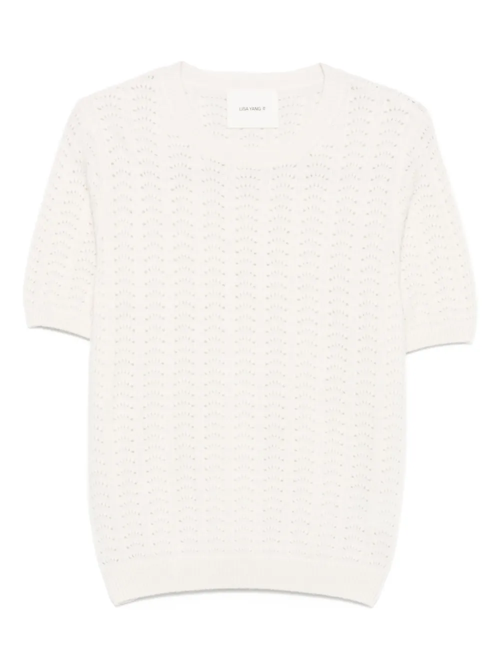 Lisa Yang Top met V-hals Beige