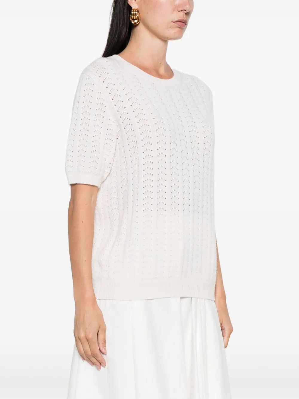 Lisa Yang Top met V-hals Beige