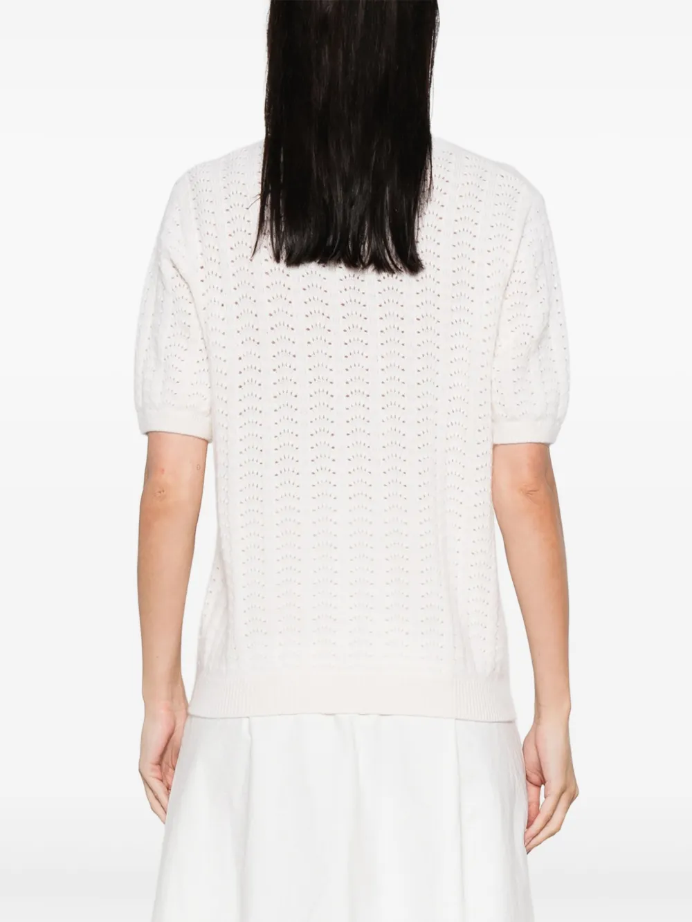 Lisa Yang Top met V-hals Beige