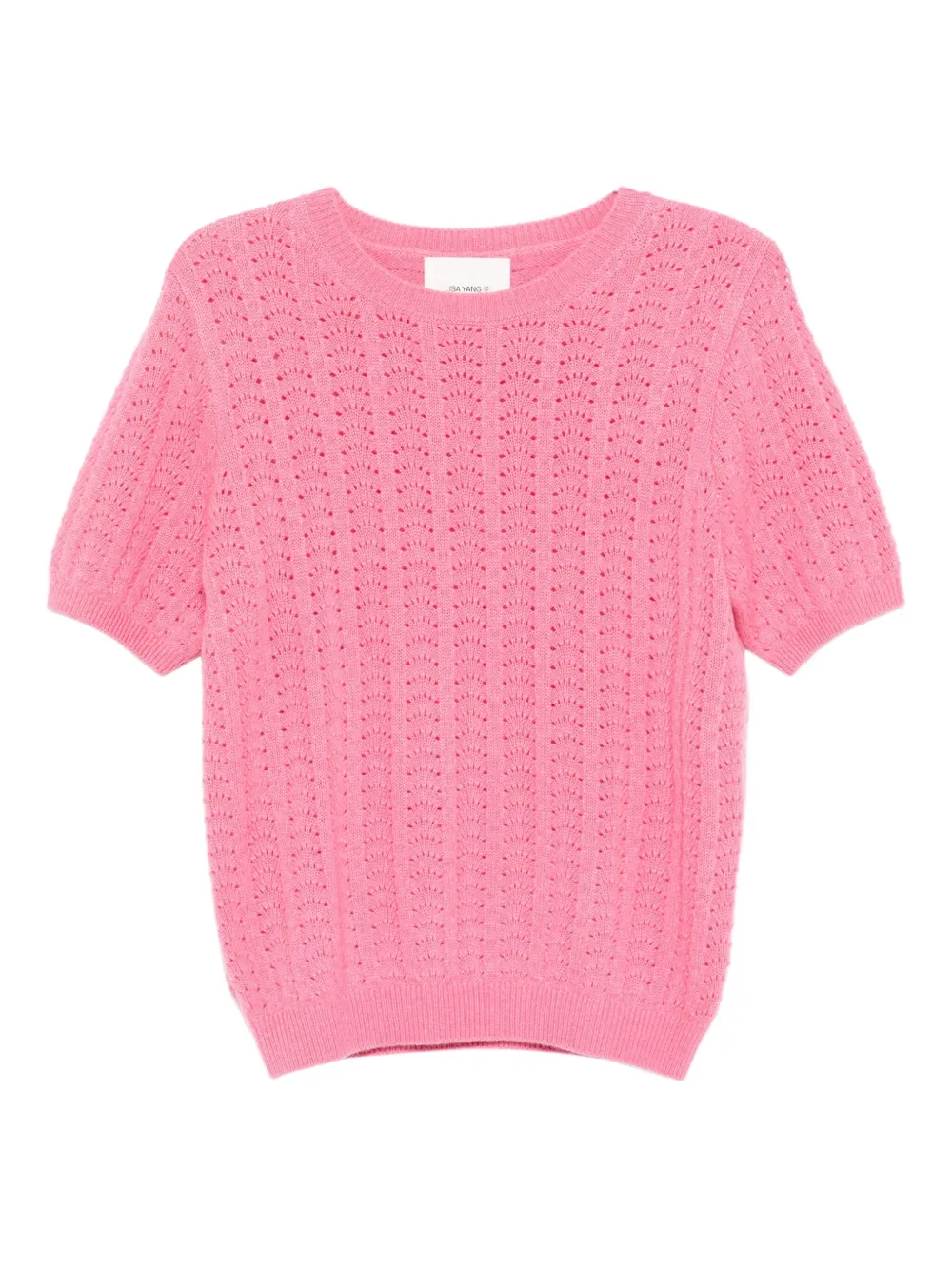 Lisa Yang pointelle short-sleeve top Roze