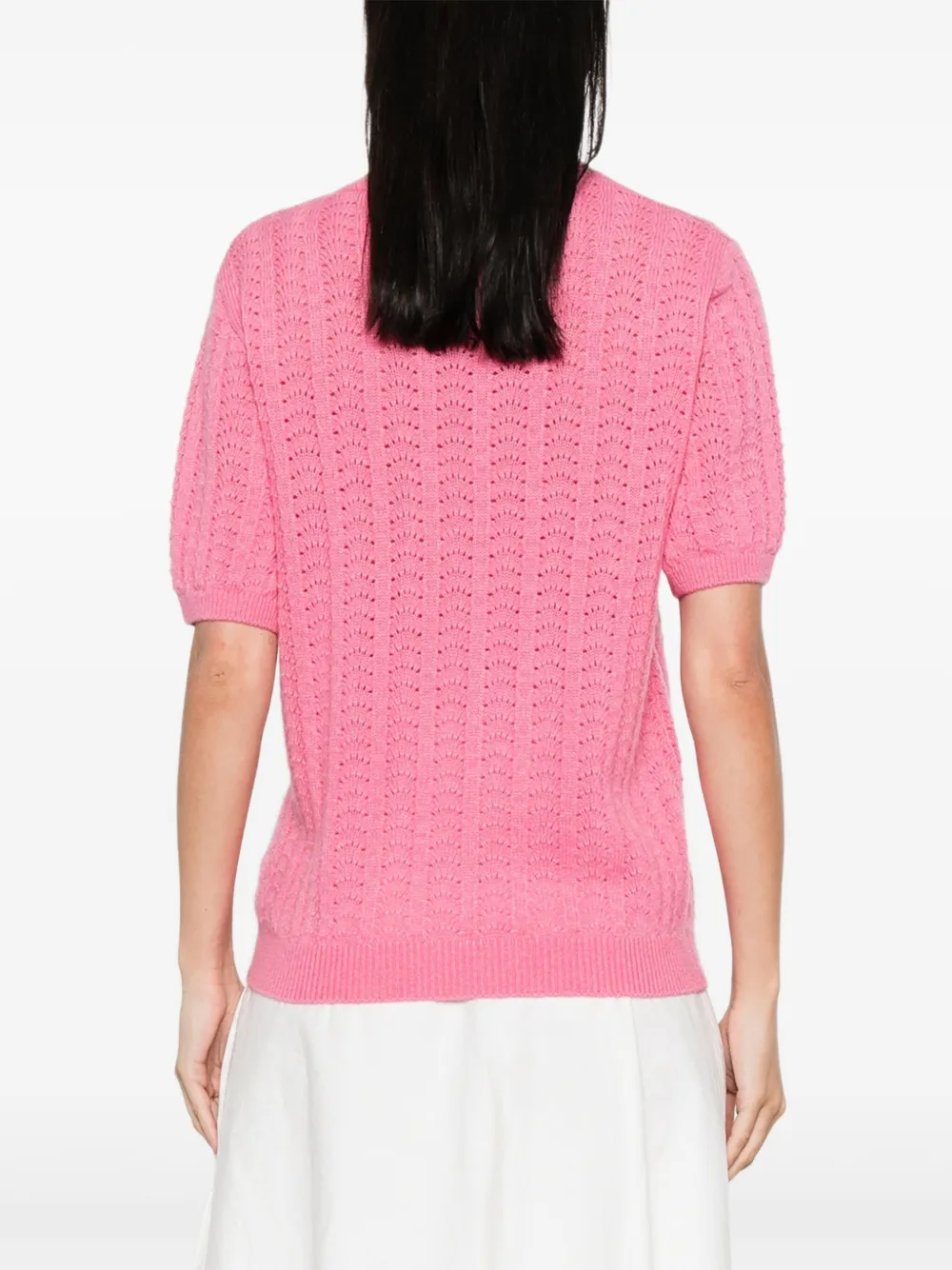 Lisa Yang Pointelle top met korte mouwen Roze