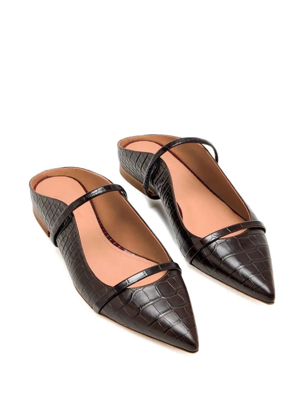 Malone Souliers Maureen Crocodile-effect Mules In Brown