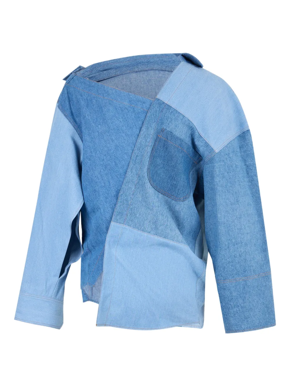 A.W.A.K.E. Mode patchwork denim top | Blue | Image 1