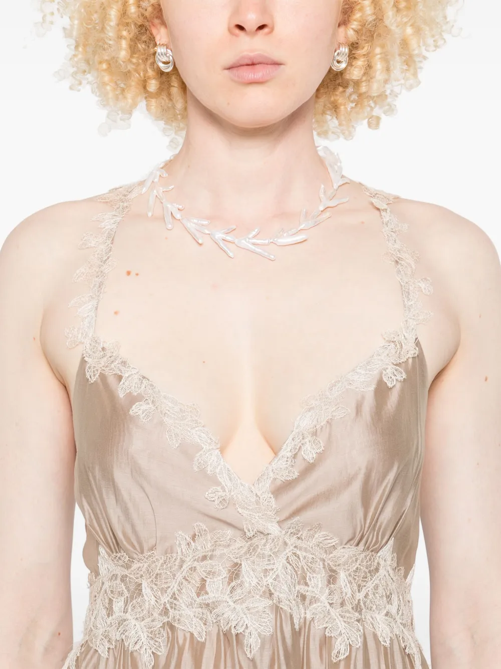 ERMANNO FIRENZE Maxi-jurk met kant Beige