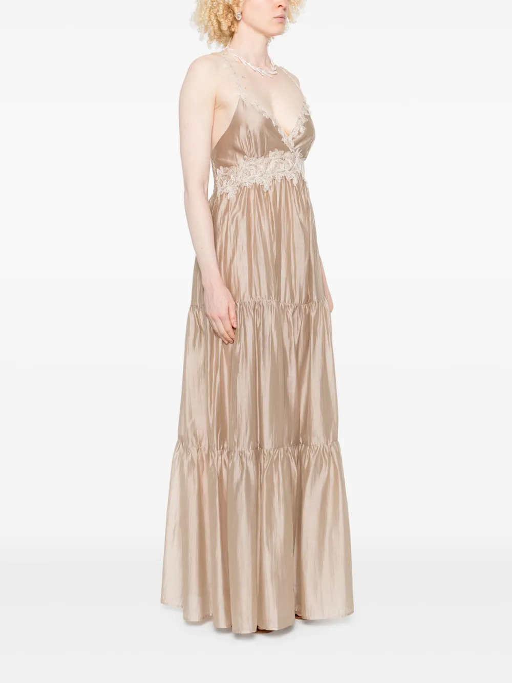 ERMANNO FIRENZE Maxi-jurk met kant Beige
