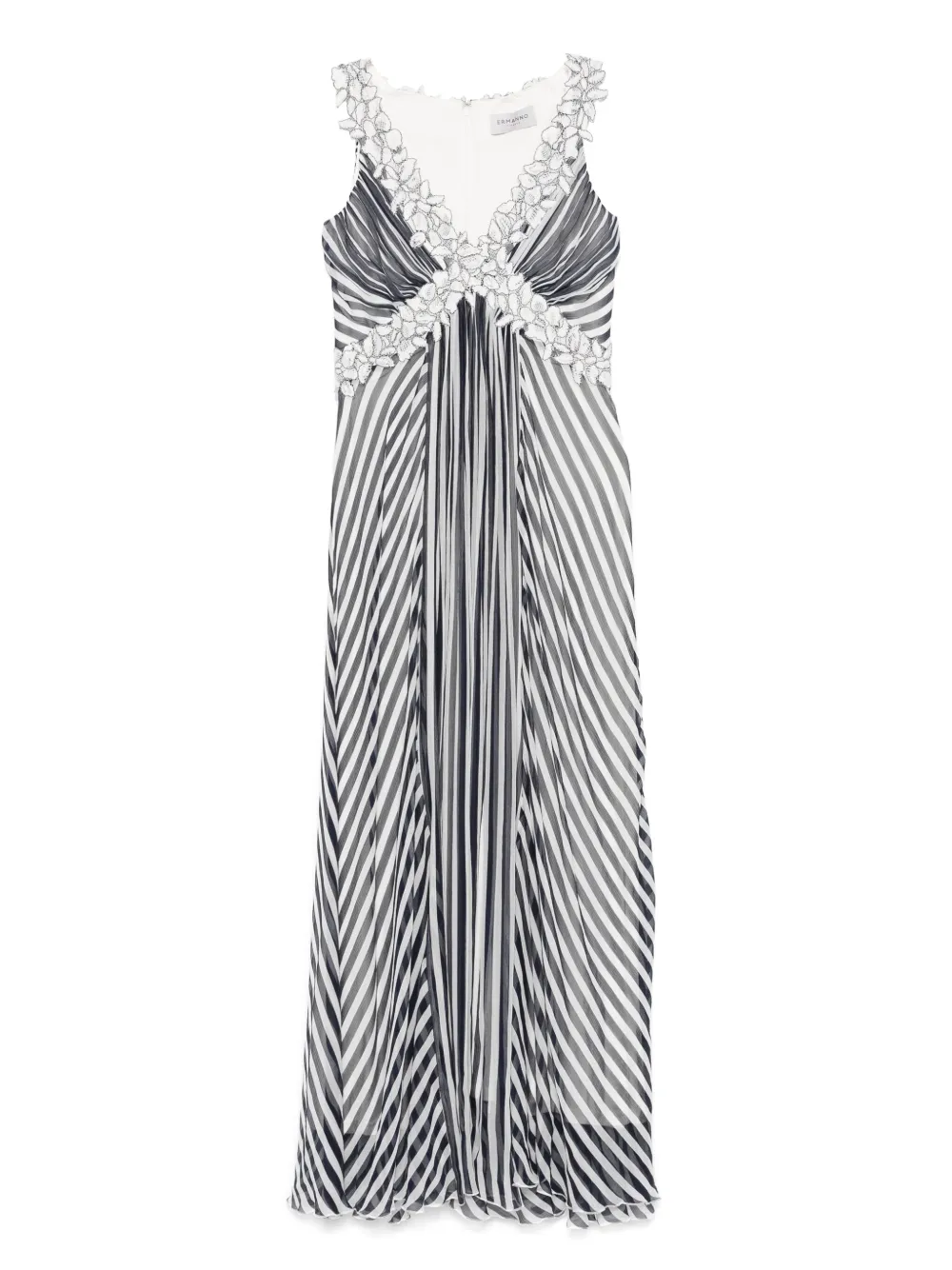 ERMANNO FIRENZE  Gestreiftes Kleid mit V-Ausschnitt | Blau | Image 1