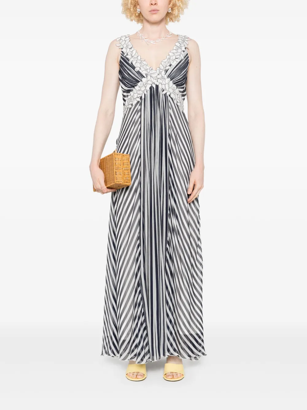 ERMANNO FIRENZE striped v-neck dress - Blauw