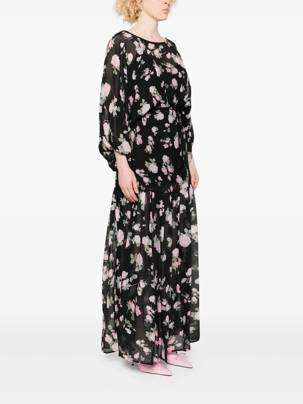 ERMANNO FIRENZE Jurk met bloemenprint Zwart